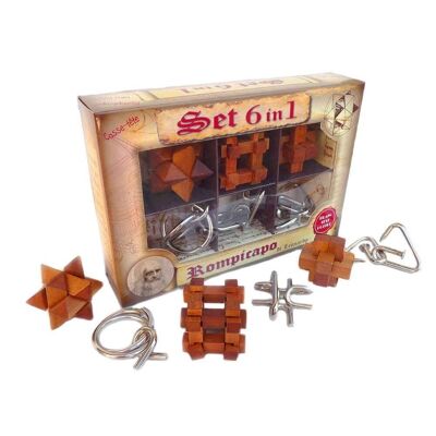 Casse-tête Leonardo's Set 6 en 1, (3x bois et 3x métal) Logica Giochi, LG675