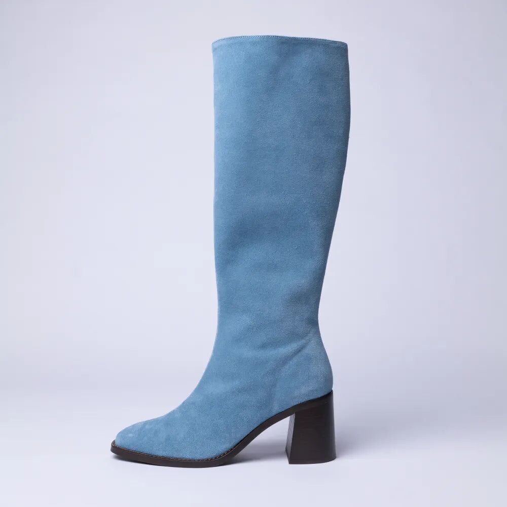 BOTTES CUIR DAIM BLEU CIEL