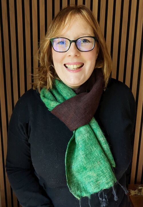 Colour Block Scarf - Plum/green