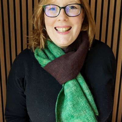 Colour Block Scarf - Plum/green