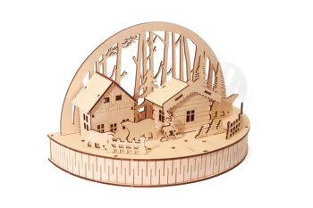 MAQUETTE EN BOIS VILLAGE AVEC OURS 9