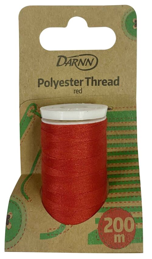 RED THREAD (200meters), Classic Red Polyester Thread, Multi Purpose Thread Spool in Red, Durable Crafting Red Thread, Red Sewing Thread