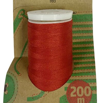 RED THREAD (200meters), Classic Red Polyester Thread, Multi Purpose Thread Spool in Red, Durable Crafting Red Thread, Red Sewing Thread