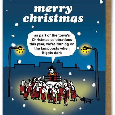 Lustige Weihnachtskarte – Weihnachtslaternenpfahl von Modern Toss