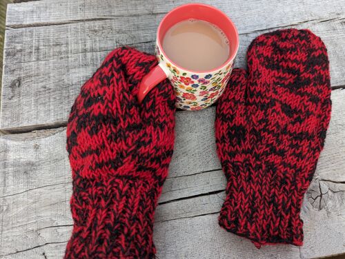 Fisherman's Mittens / Gloves - Red//Black