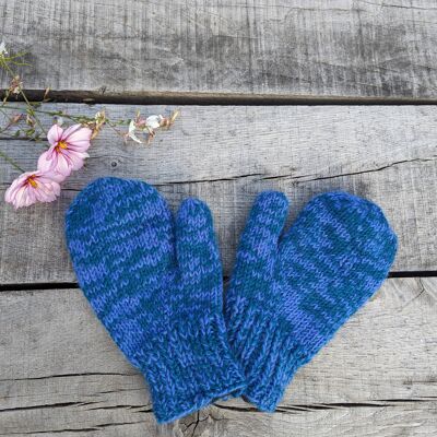 Fisherman's Mittens / Gloves - Blue/Green