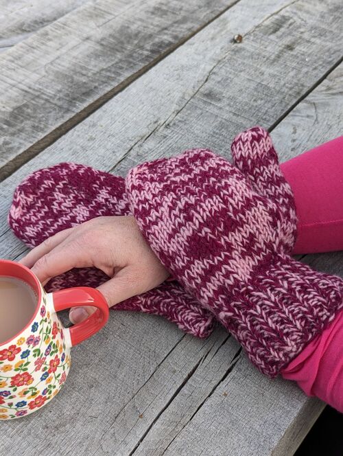 Fisherman's Mittens / Gloves - Red/Pink