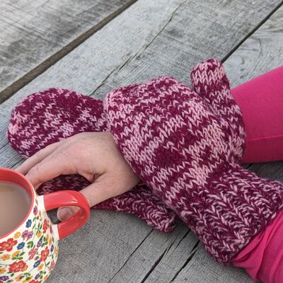 Fisherman's Mittens / Gloves - Red/Pink