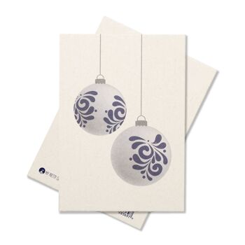 Carte postale avec boules d'arbre Bembel - carte solide en carton de pâte mécanique avec décorations d'arbres de Hesse 1