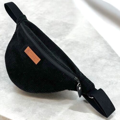 Sac banane, "Velours côtelé" noir