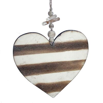 WHITE/NATURAL PENDANT HEART 35CM