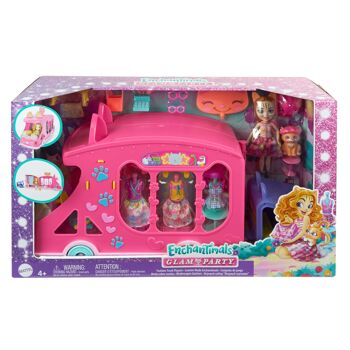 Mattel - HPB34 - Enchantimals - Voiture de mode avec remorque - Poupée 15cm - 25 accessoires 2