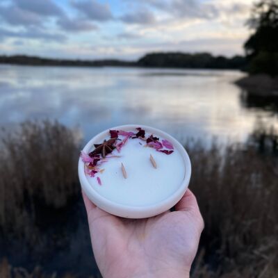 Candela floreale La Voyageuse - Vaso in terrazzo floreale fatto a mano