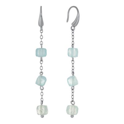 Chain earrings with natural stone IMPRESSION Silver & Aquamarine