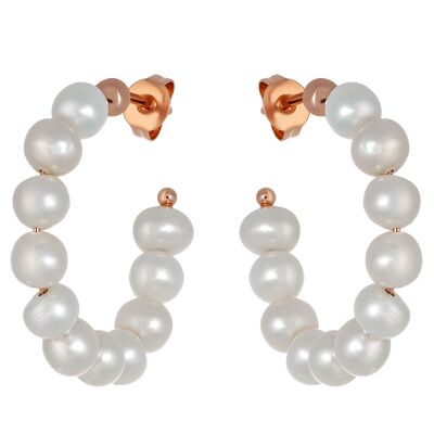 Boucles d'oreilles Créoles perle IMPRESSION Doré & Perles de culture