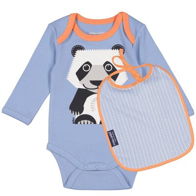 Set de body manches longues et bavoir Panda