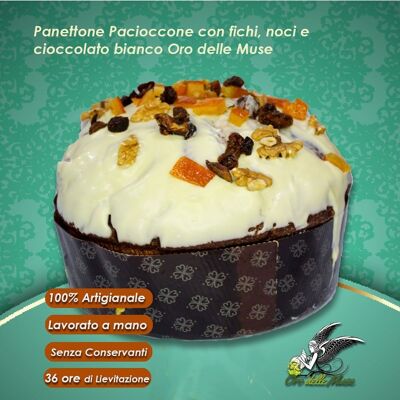 Handgefertigter Pacioccone-Panettone mit Feigen, Walnüssen und Schokolade