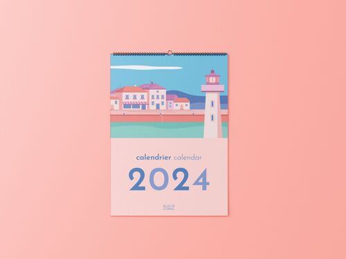 Calendrier 2024 à spirale avec accroche murale