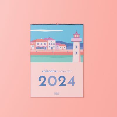 Calendario espiral 2024 con colgante de pared.