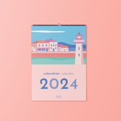 Calendrier 2024 à spirale avec accroche murale