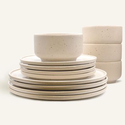 Set pranzo Eelina - Cappuccino Beige (piatto, ciotola) - Gres EDDA - Set stoviglie - Gres - Prodotto in Portogallo - Raised in the Alps