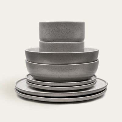 Mehrteiliges Set Ddoria - Granit Grau (Teller, Schale, Schüssel) - EDDA stoneware - Geschirrset - Made in Portugal - Raised in the Alps