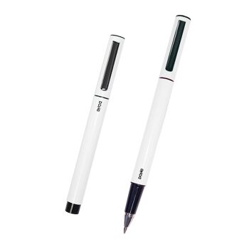 Dohe - Pack de stylos ELIPSE 4 unités. - Encre gel bleue - Pointe fine de 0,5 mm - Capot et clip de retenue - Fabriqué en aluminium durable 7