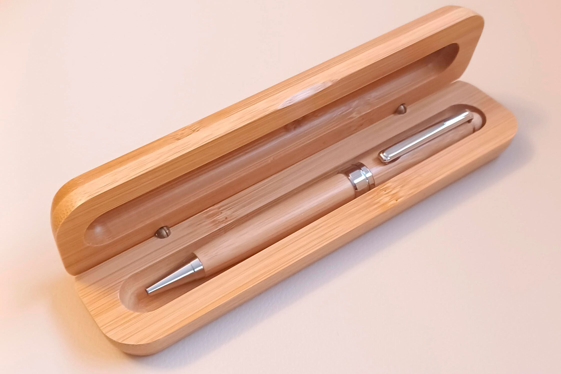 Bamboo Ballpoint Pen in a desk-top holder