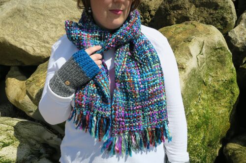 Chunky Tweed Winter Scarf - Turquoise