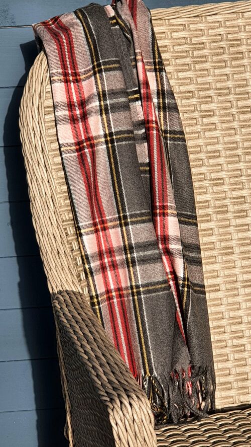 NEW Plaid / Tartan Blanket Scarf - Grey