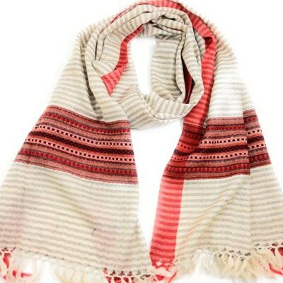 Kullu Scarf / Shawl - Cream stripe