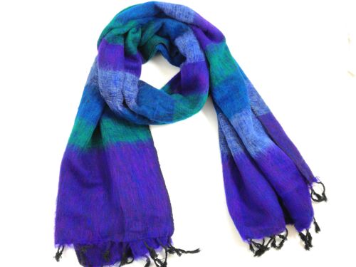 Stripie Nepali Shawls - Big Blue