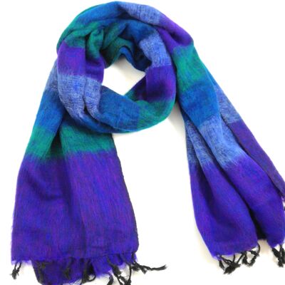 Stripie Nepali Shawls - Big Blue