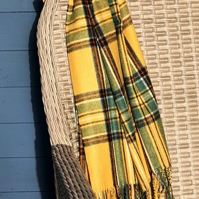 Écharpe de couverture à carreaux / tartan - Jaune soleil