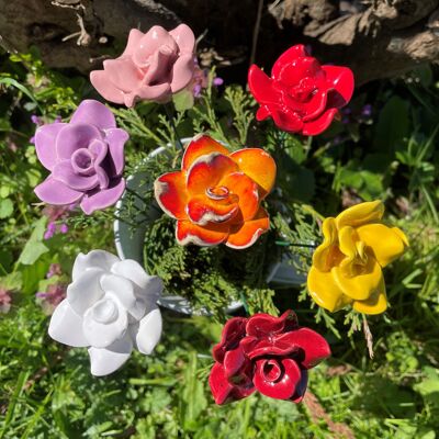 Ceramic Flower Rose, Plant stake