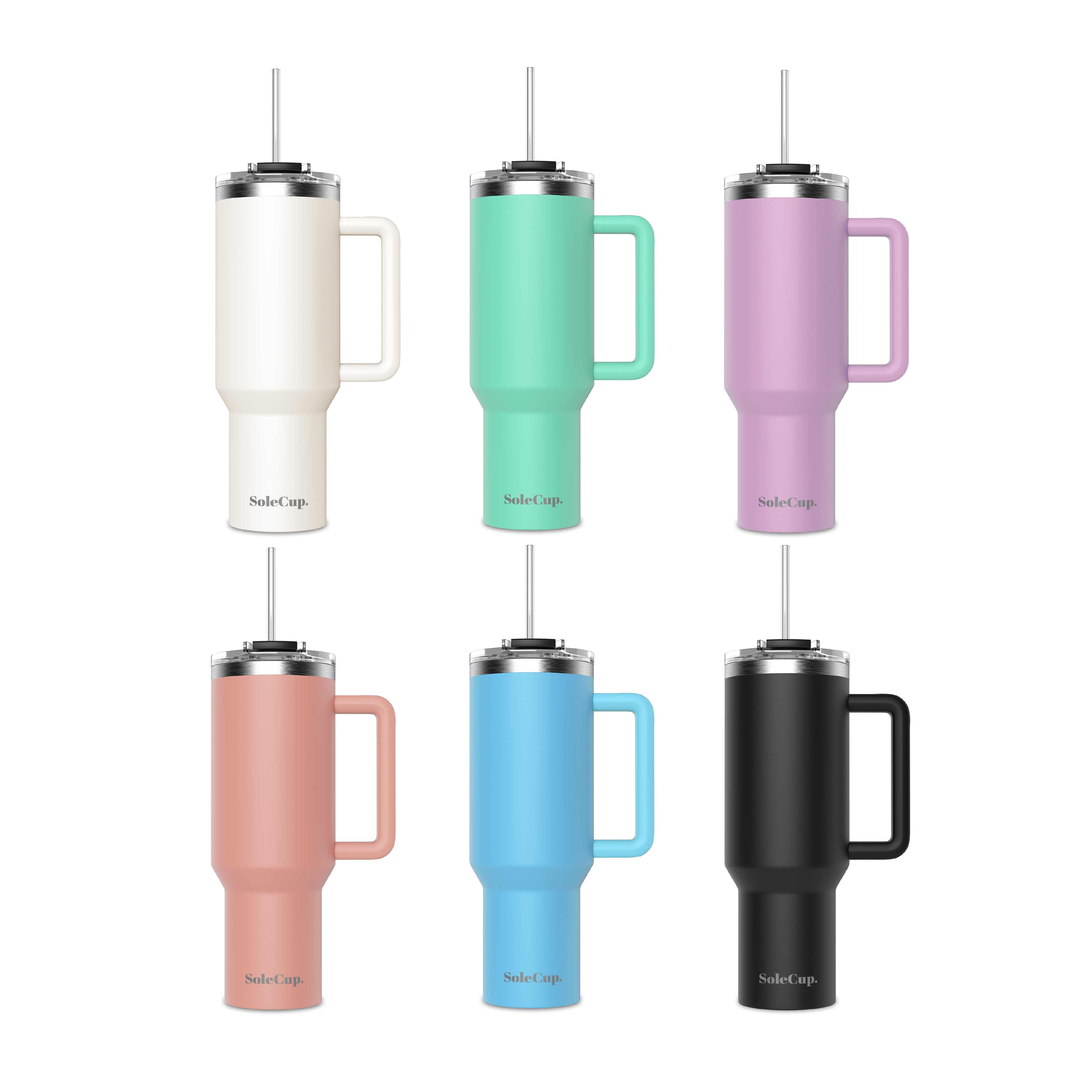 SoleCup XL 24 Piece Bundle - 40oz Travel Tumbler with Straws