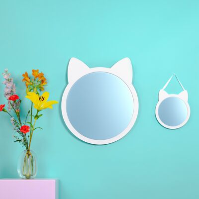 Espejo para habitación infantil | Espejo de pared de gato para niños | Espejo de baño para niñas.