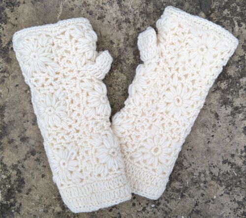 Artic Frost - Crocheted Wrist Warmers / Fingerless Mitts