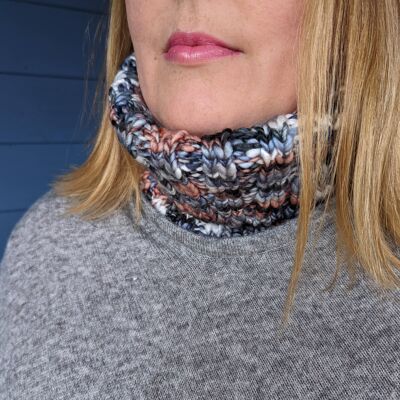 Chunky Tweed Neck Warmer Scarf - Charcoal