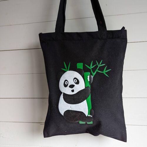 Panda Bear Cotton Canvas Screen Printed Tote Bag