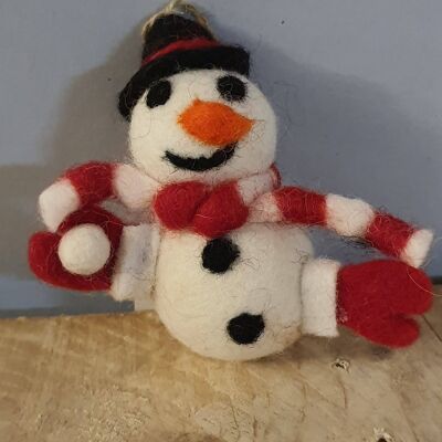 Bonhomme de neige suspendu avec chapeau haut de forme