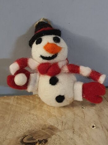 Bonhomme de neige suspendu avec chapeau haut de forme 1