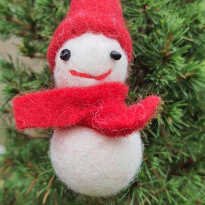 Bonhomme de neige suspendu en feutre fait à la main
