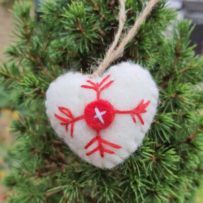 Handmade Felt Valentine Love Heart with Button