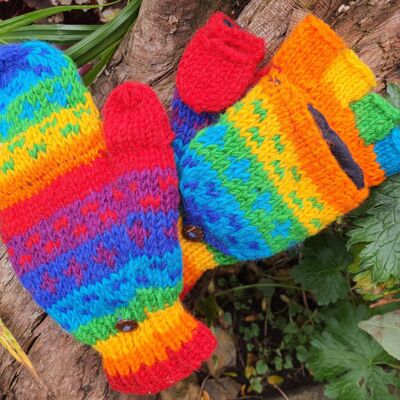 Rainbow Foldover Fäustling / Handschuhe