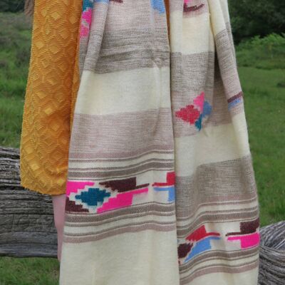 Santa Fe - Boho Style Oversized Scarf - Artic White