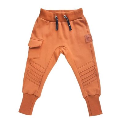 Pantaloni per bambini con cuciture color caramello