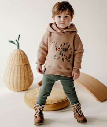 Sweat à capuche broderie enfant 3D beige 5