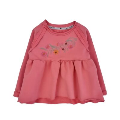 Blouse brodée fille fraise