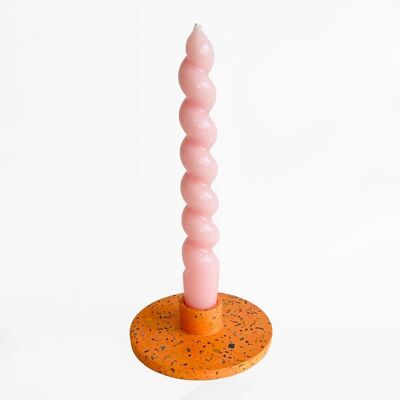 Candle holder concrete round apricot speckle